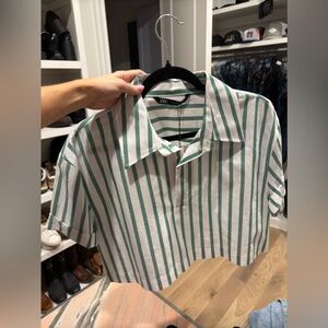 Zara Green Striped crop Shirt from Kait David